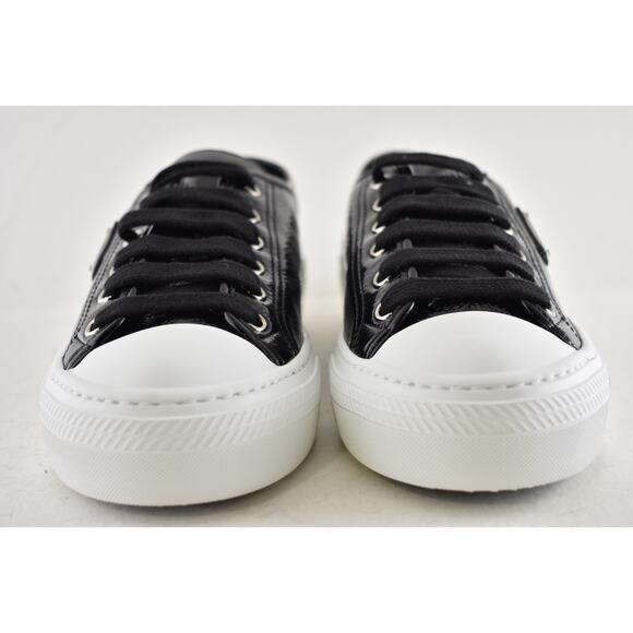 Prada Smash Naplak Black White Patent Logo Flat Low Top Trainer Sneaker 39.5 - Picture 10 of 16